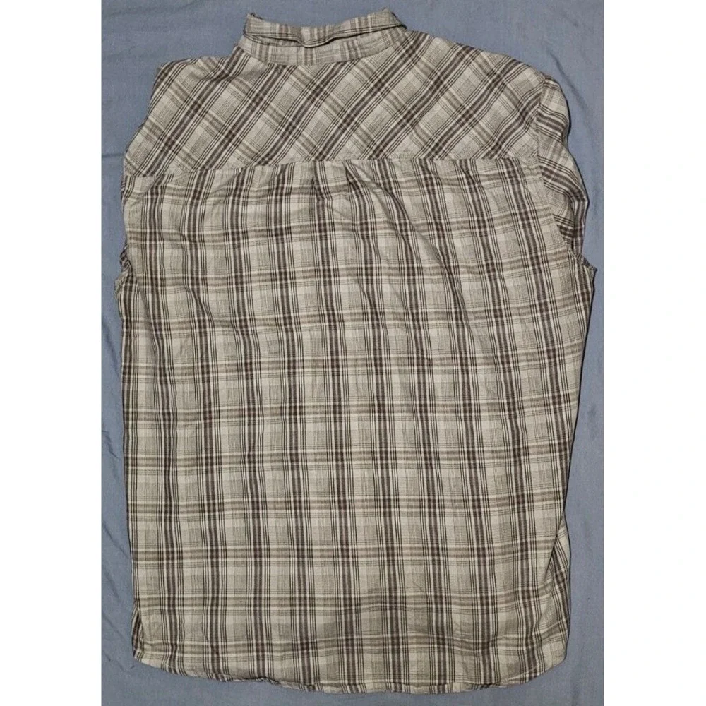 Prana‎ Holton Plaid Long Sleeve Button Up Shirt Men's Brown White Size 2XL